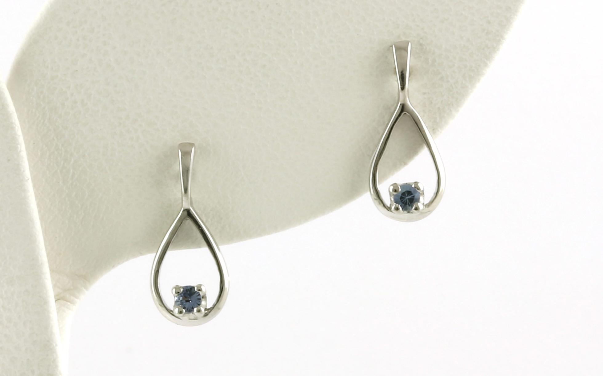 Petite Open Teardrop Montana Yogo Sapphire Stud Earrings in Sterling Silver (0.08cts TWT)