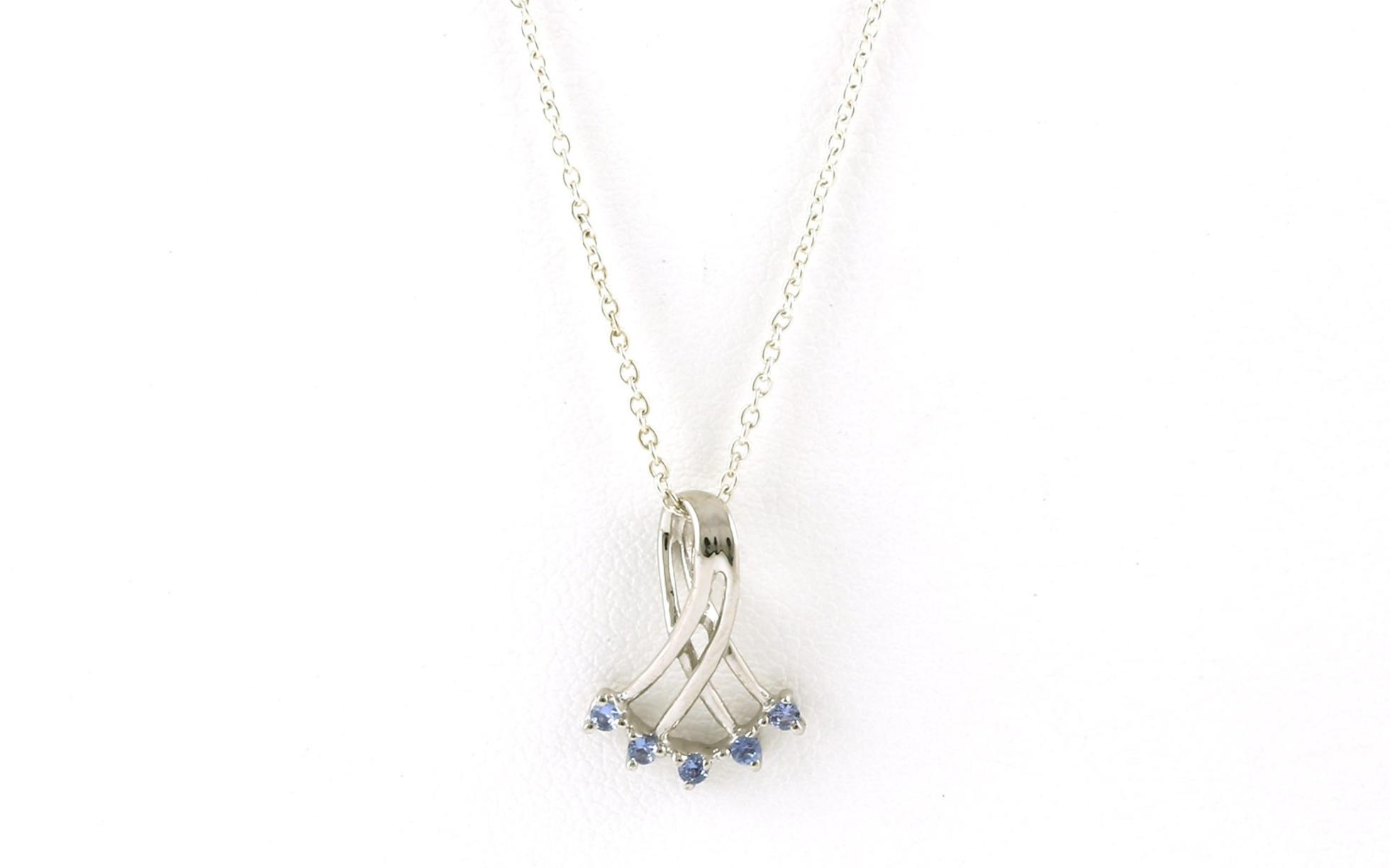 5-Stone Fan Montana Yogo Sapphire Necklace in Sterling Silver (0.09cts TWT)