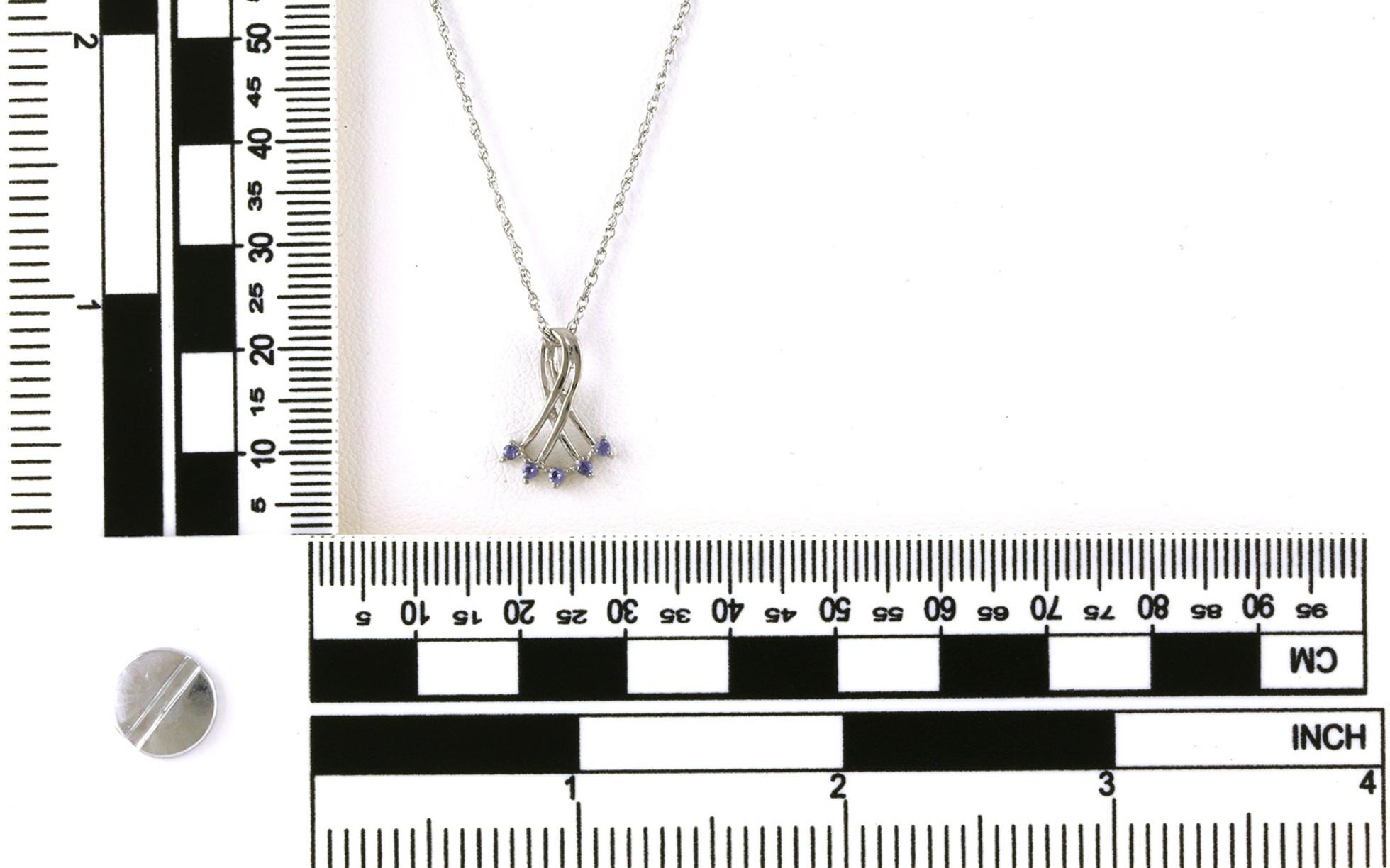 5-Stone Fan Montana Yogo Sapphire Necklace in Sterling Silver (0.09cts TWT) scale