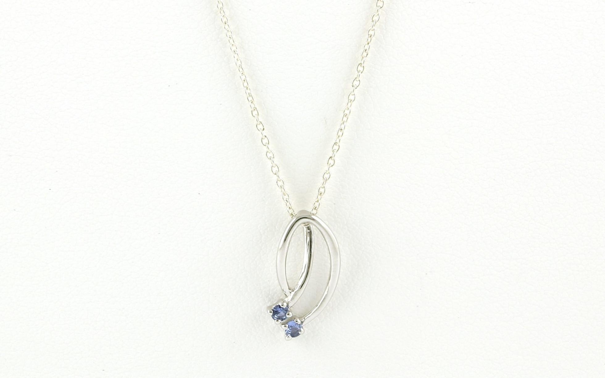 2-Stone Swoop Montana Yogo Sapphire Necklace in Sterling Silver (0.08cts TWT)