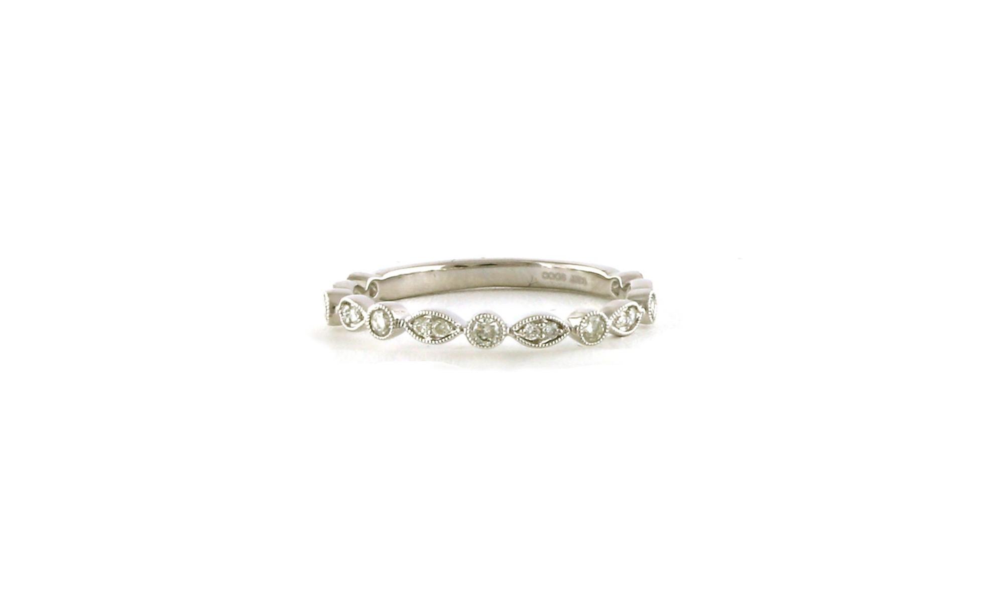 13-Stone Alternating Marquise and Round Shape Diamond Wedding Band in White Gold (0.20cts TWT)