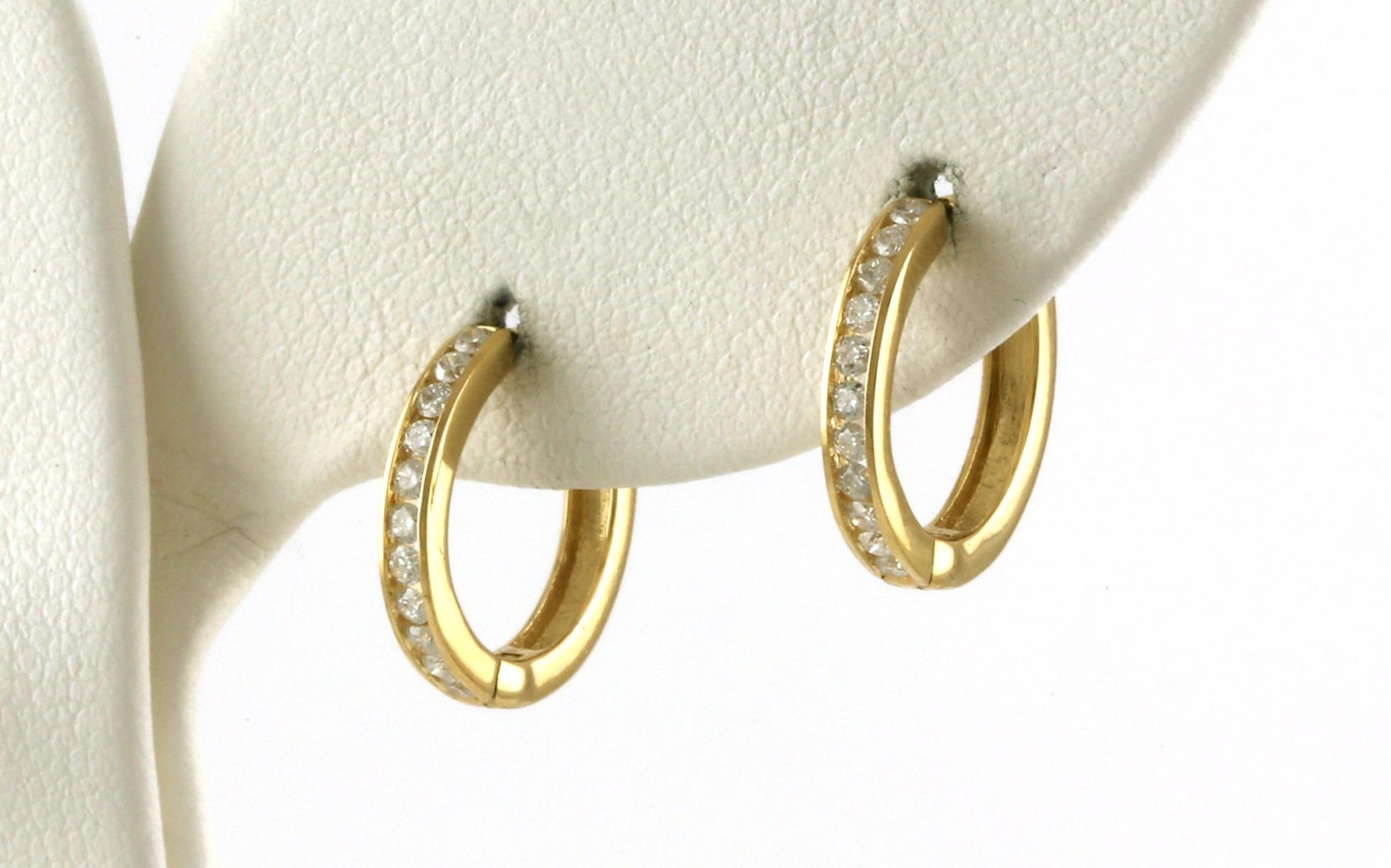 Channel-set Diamond Huggie Hoop Earrings in Yellow Gold (0.10cts TWT)
