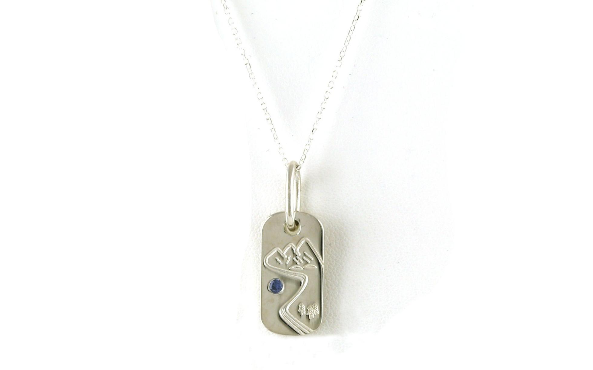 Dog Tag Mountain Montana Yogo Sapphire Necklace in Sterling Silver (0.03cts TWT)
