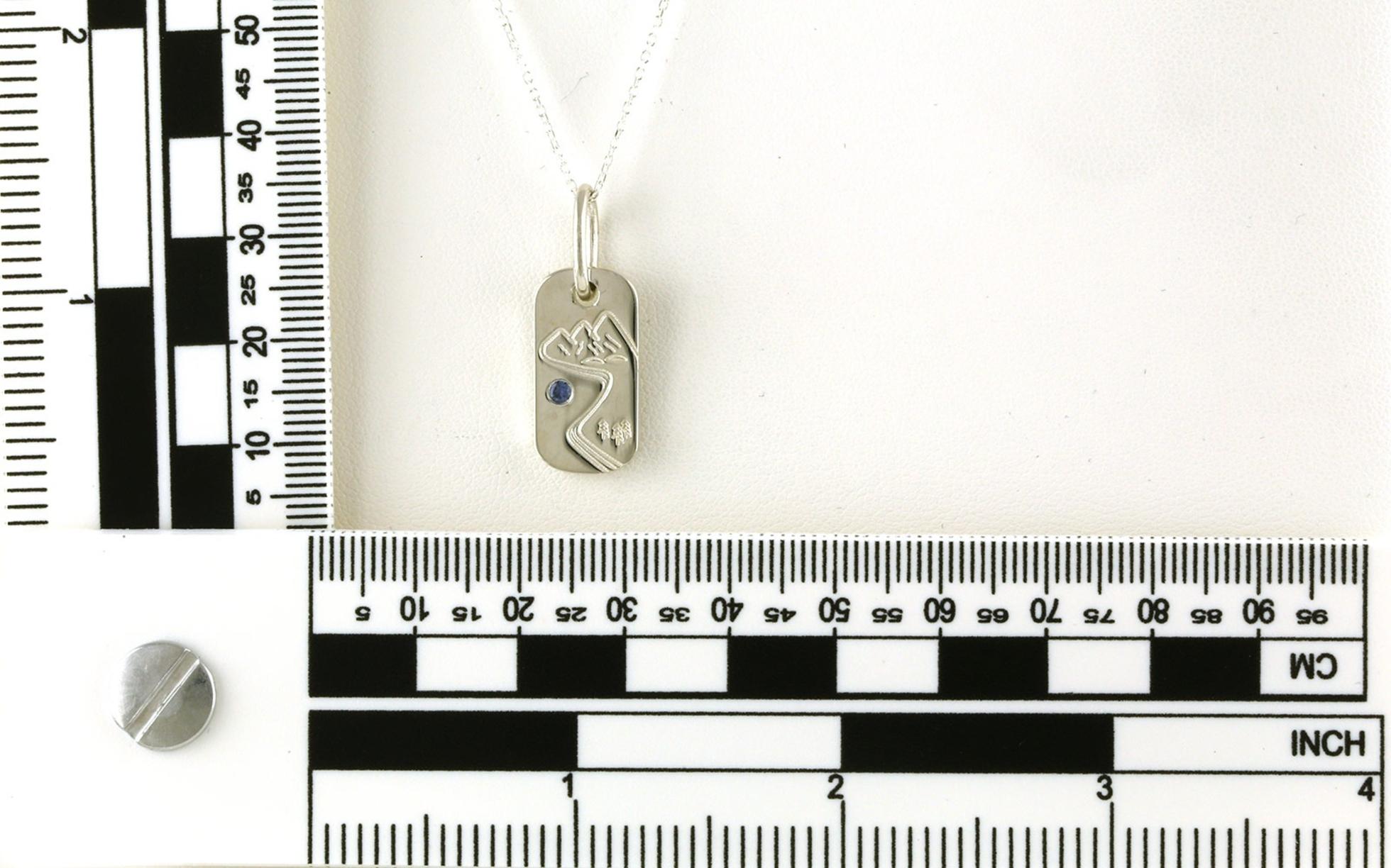 Dog Tag Mountain Montana Yogo Sapphire Necklace in Sterling Silver (0.03cts TWT) scale