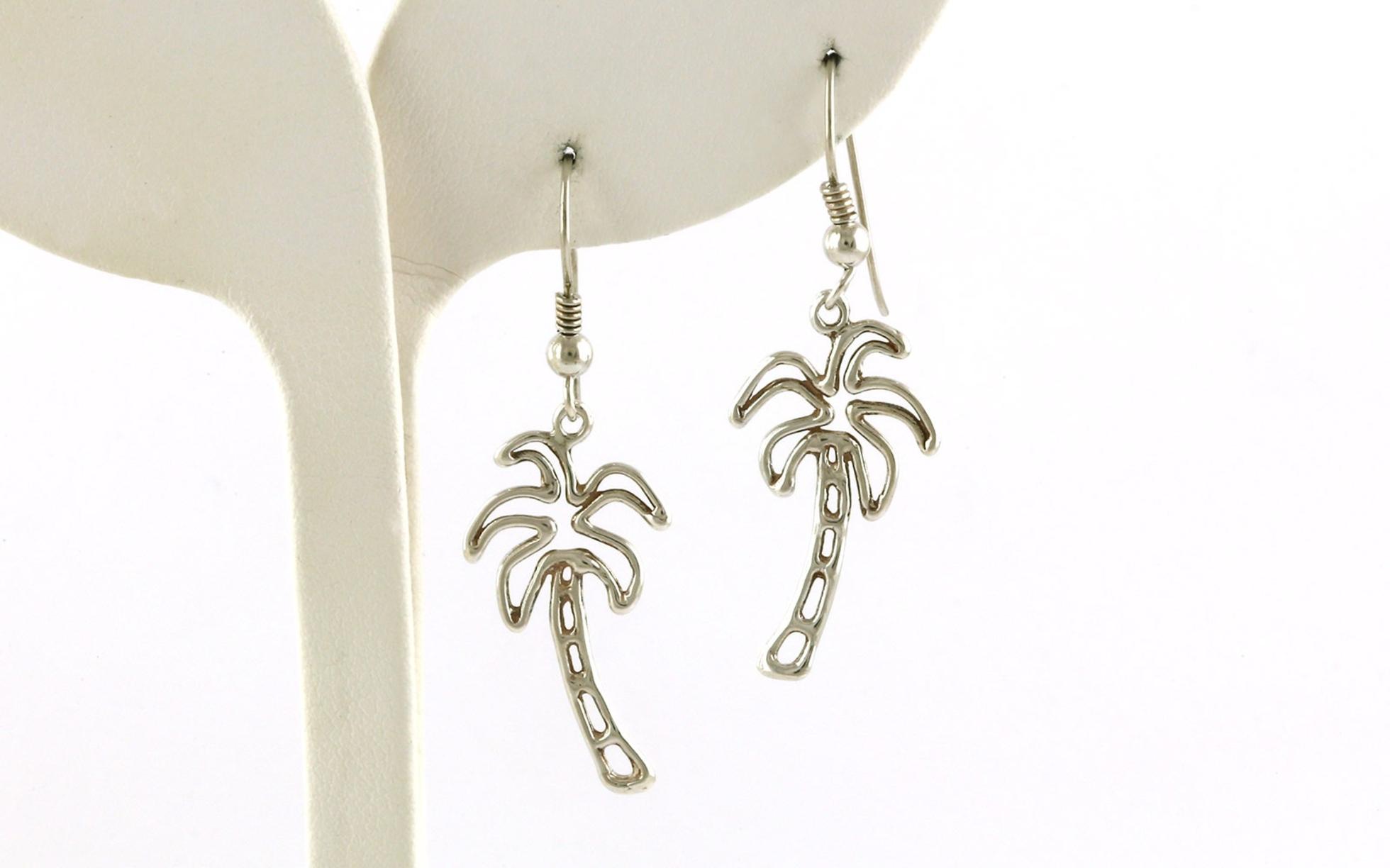 Estate Piece: Wire Palm Tree Dangle Earrings in Sterling Silver