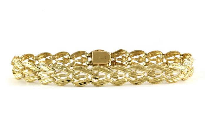 content/products/Estate Piece: Fancy Link Line Bracelet with Diamond-cut Engraved Details in Yellow Gold