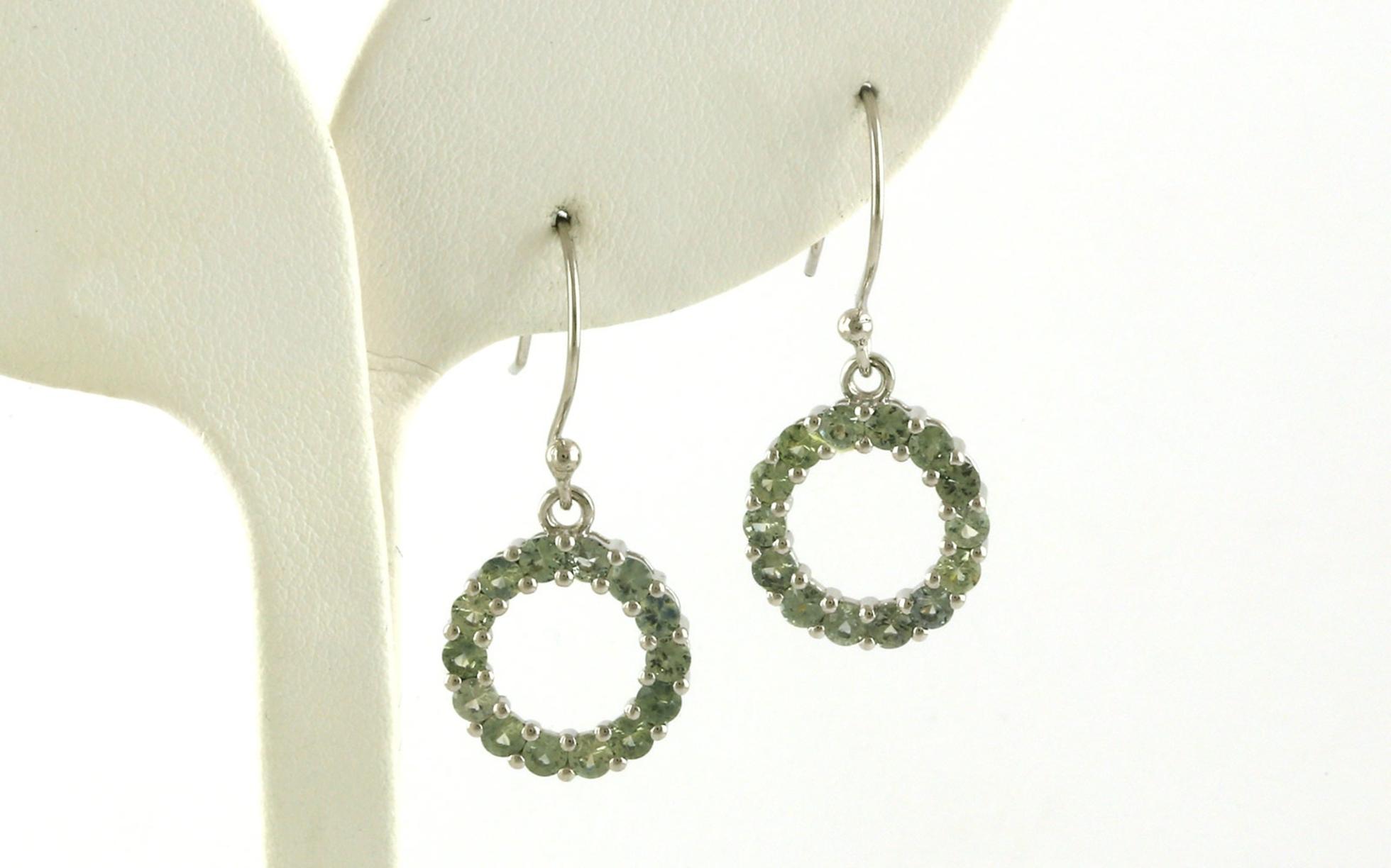 14-Stone Circle Green Montana Sapphire Dangle Earrings in Sterling Silver (2.13cts TWT)