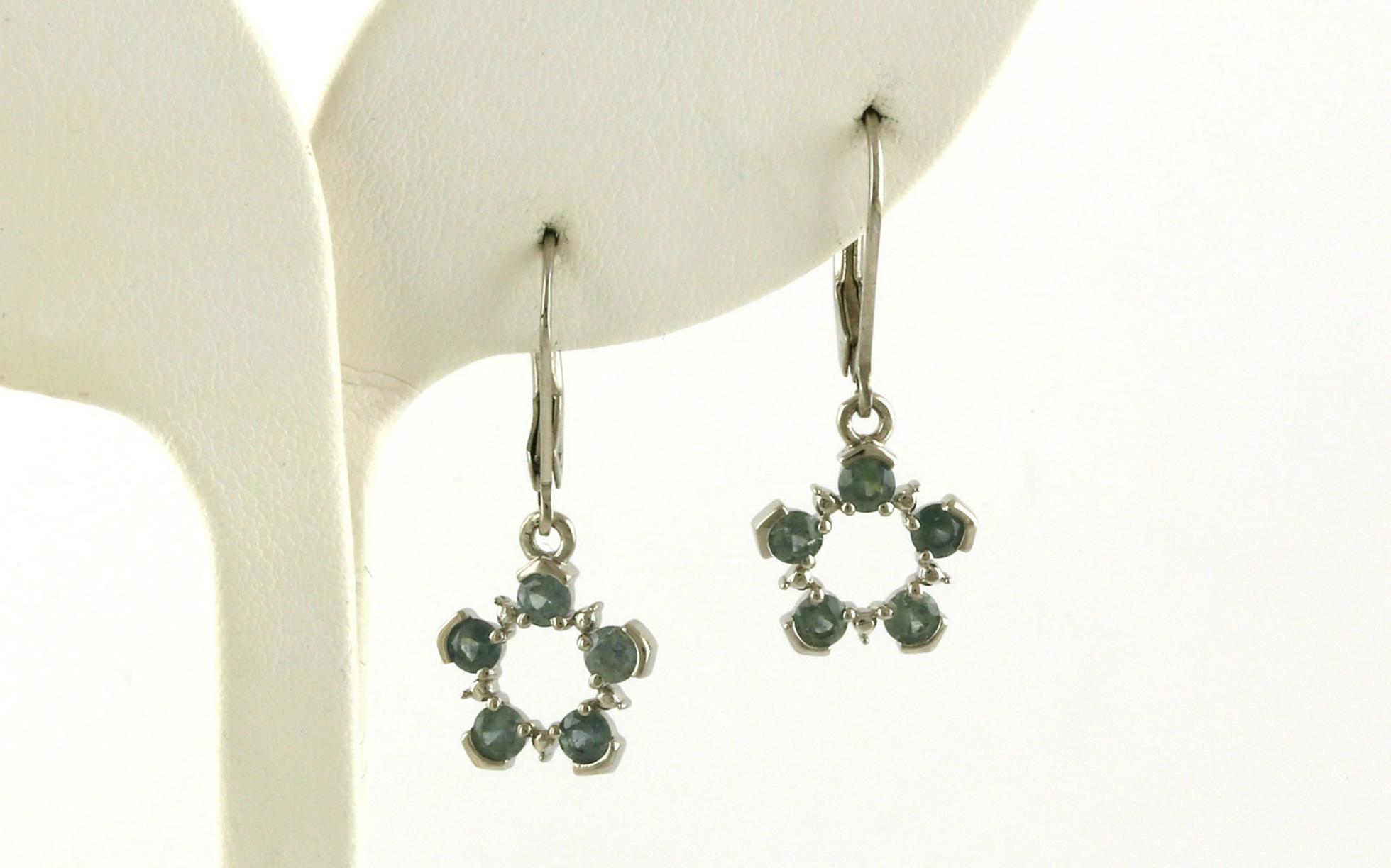 5-Stone Circle Montana Sapphire Dangle Leverback Earrings in Sterling Silver (1.27cts TWT)