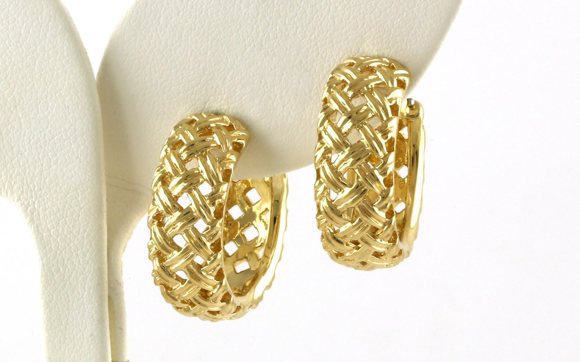 Estate Piece: Basket Weave Hoop Earrings in Yellow Gold