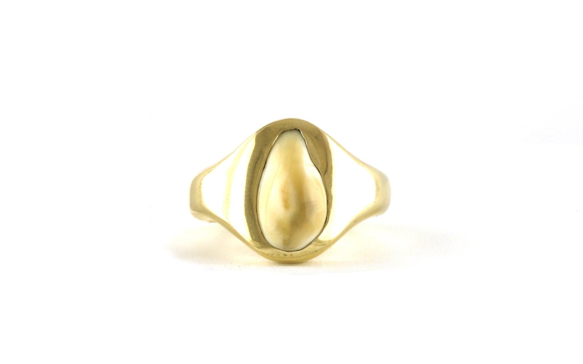 Bezel-set Elk Ivory Ring in Yellow Gold