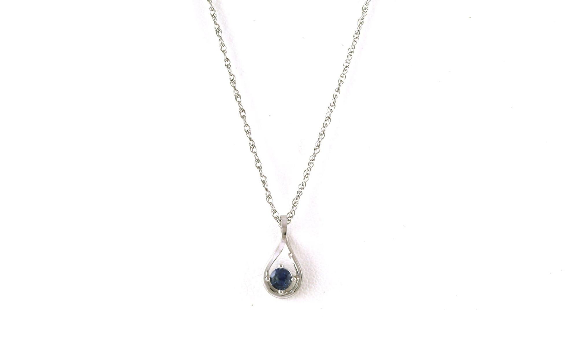 Solitaire-style Twist Drop Montana Sapphire Necklace in Sterling Silver (0.20cts)