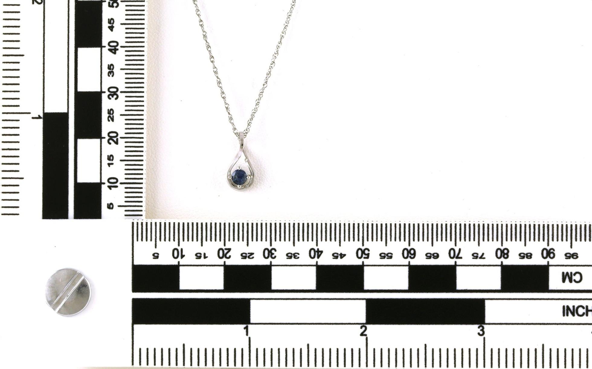 Solitaire-style Twist Drop Montana Sapphire Necklace in Sterling Silver (0.20cts) scale