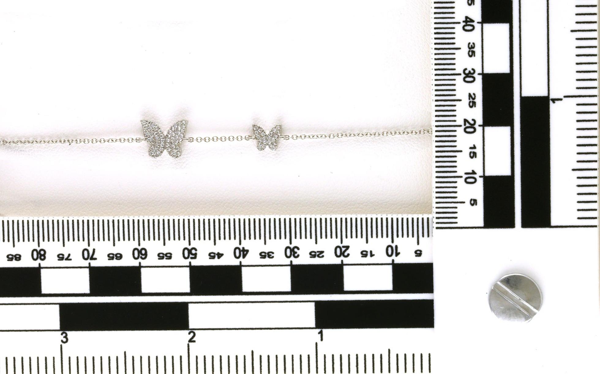 Two Butterfly Pave Diamond Bracelet in White Gold (0.18cts TWT) scale