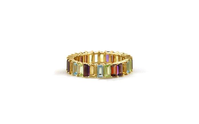content/products/Rainbow Baguette-cut Amethyst, Garnet, Citrine, Aquamarine, and Peridot Eternity Band in Yellow Gold