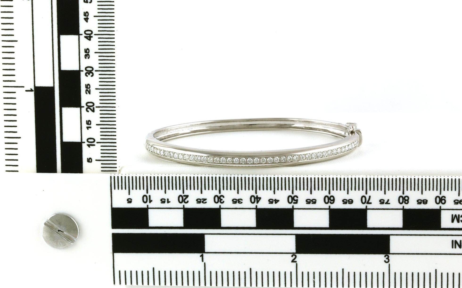 Channel-set Diamond Hinged Bangle Bracelet in White Gold (0.76cts TWT) scale