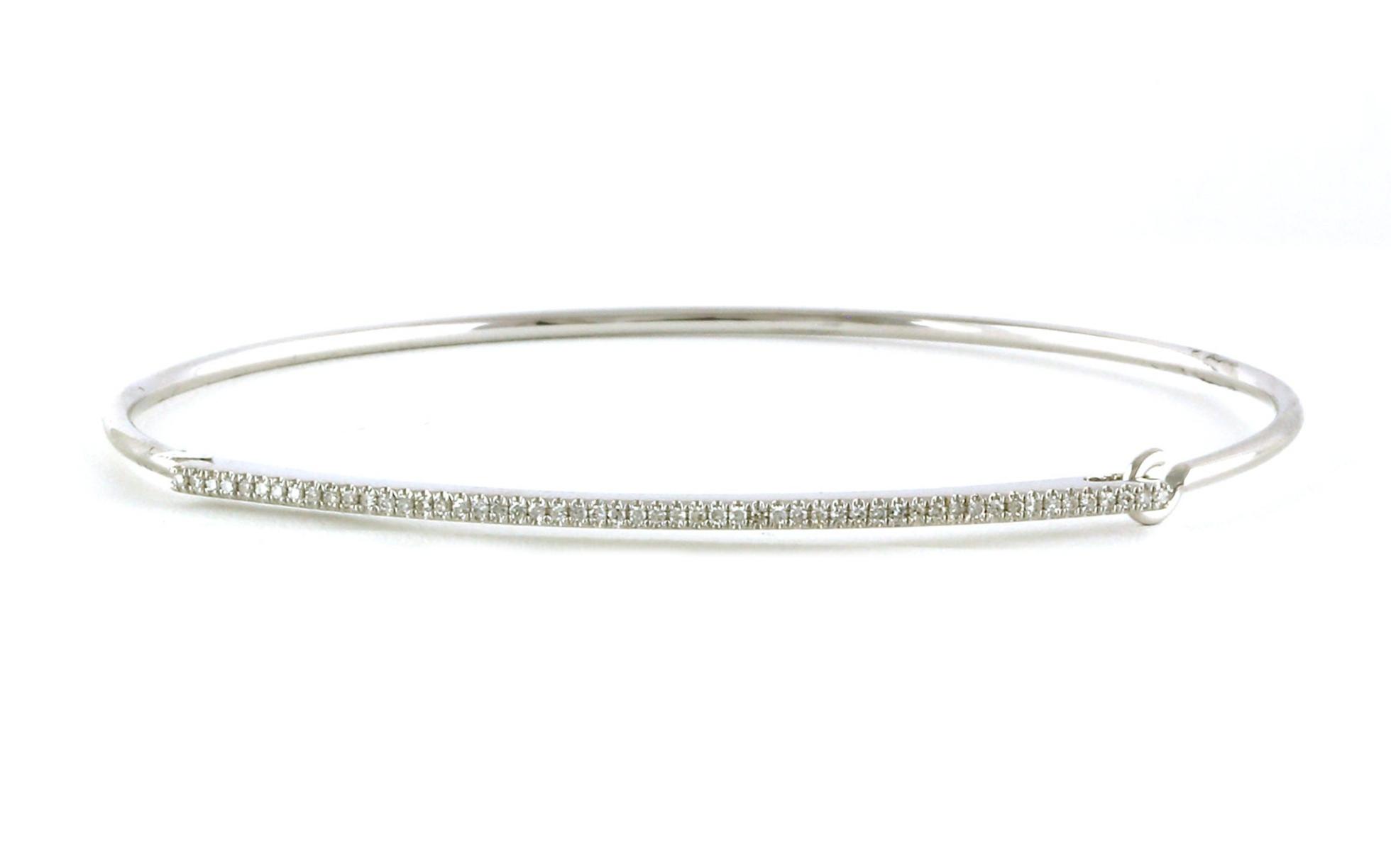 Pave Diamond Hooked Bangle Bracelet in White Gold (0.16cts TWT)