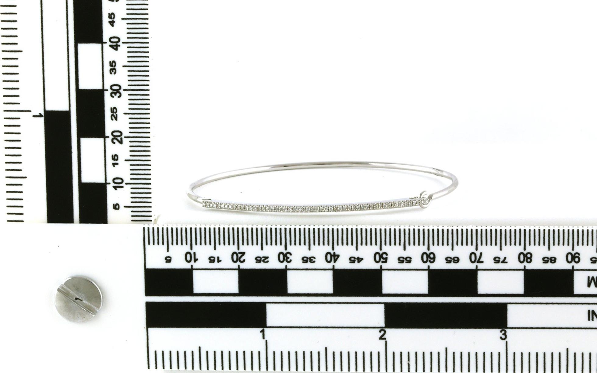 Pave Diamond Hooked Bangle Bracelet in White Gold (0.16cts TWT) scale