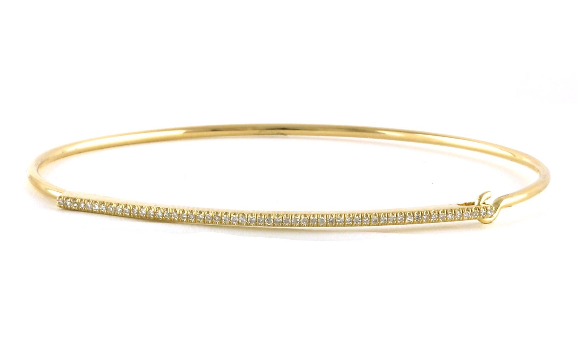 Pave Diamond Hooked Bangle Bracelet in Yellow Gold (0.16cts TWT)