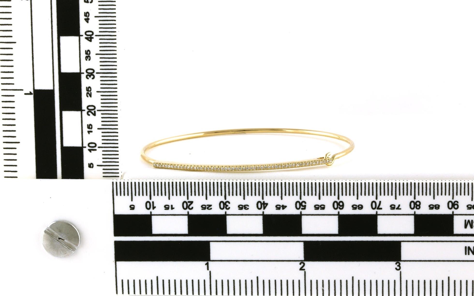 Pave Diamond Hooked Bangle Bracelet in Yellow Gold (0.16cts TWT) scale