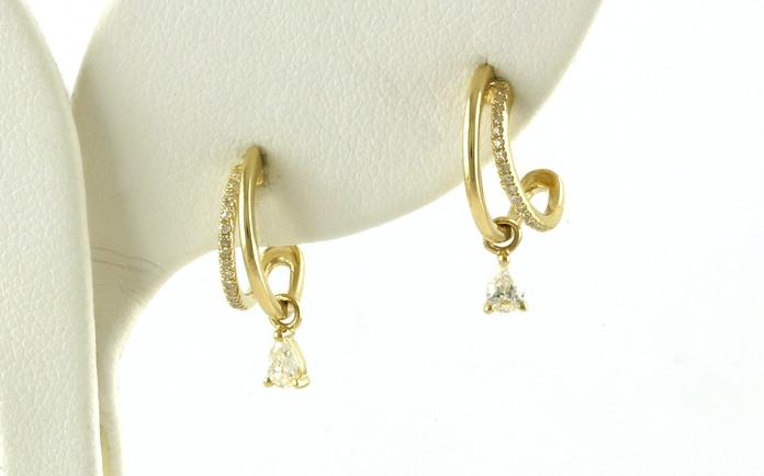 content/products/Double Diamond J-Hoop Earrings with Pear-cut Diamond Dangle in Yellow Gold (0.31cts TWT) scale
