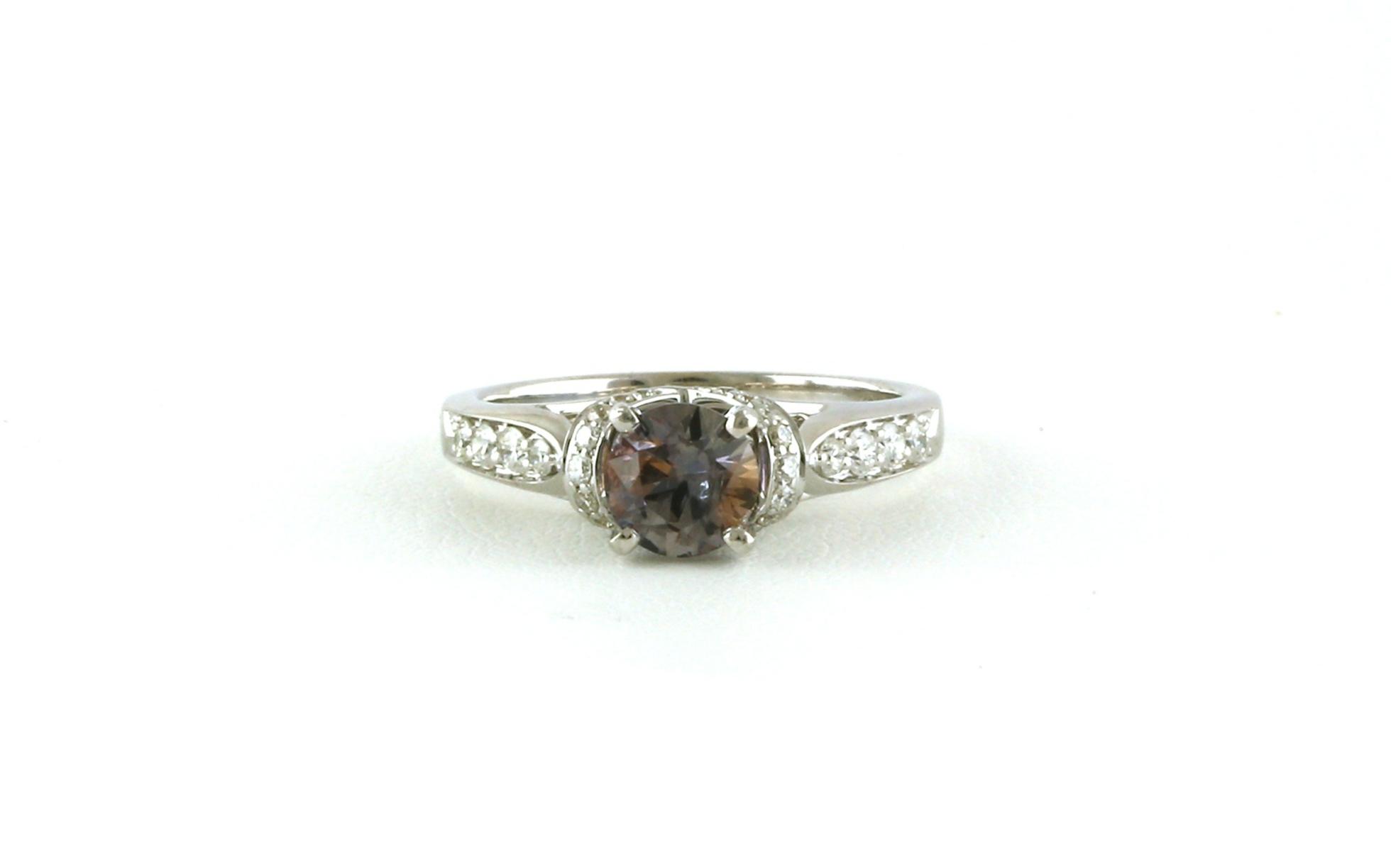 Wrap Halo Purple/Orange Montana Sapphire and Diamond Ring in White Gold (1.32cts TWT)