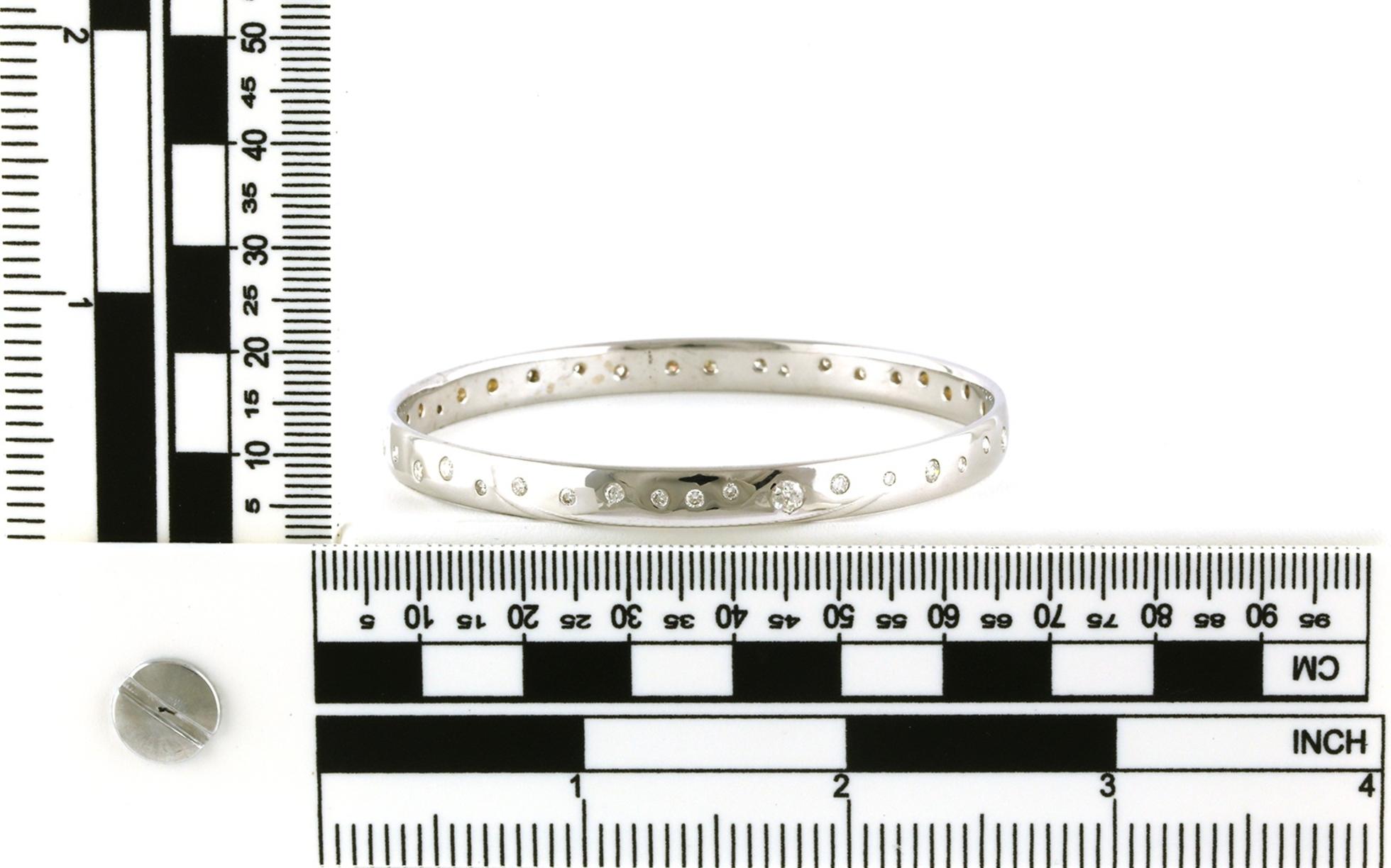 Estate Piece: Flush-set Constellation Diamond Bangle Bracelet in White Gold (1.50cts TWT) scale