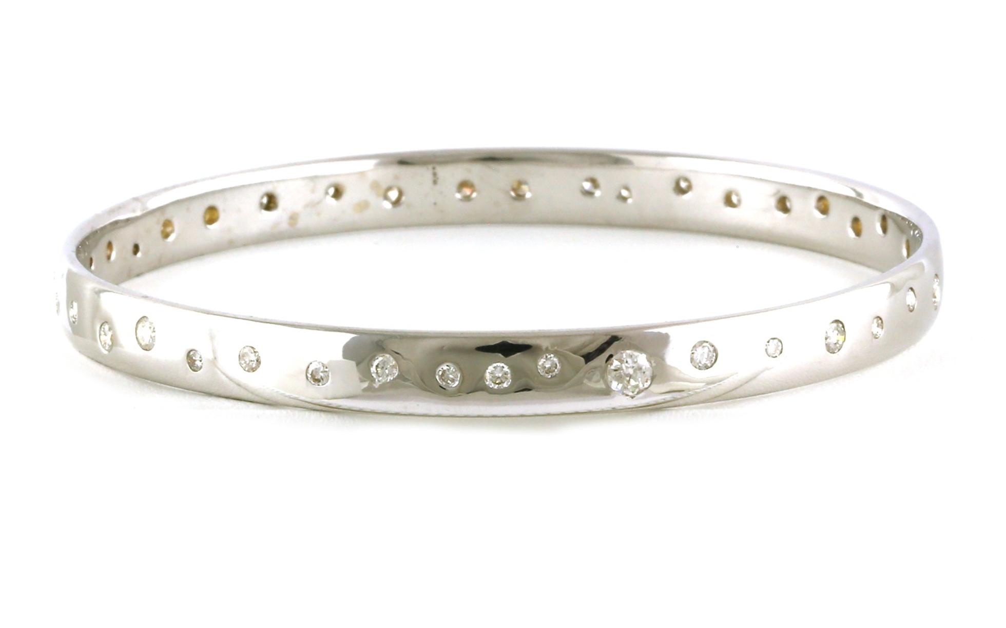 Estate Piece: Flush-set Constellation Diamond Bangle Bracelet in White Gold (1.50cts TWT)