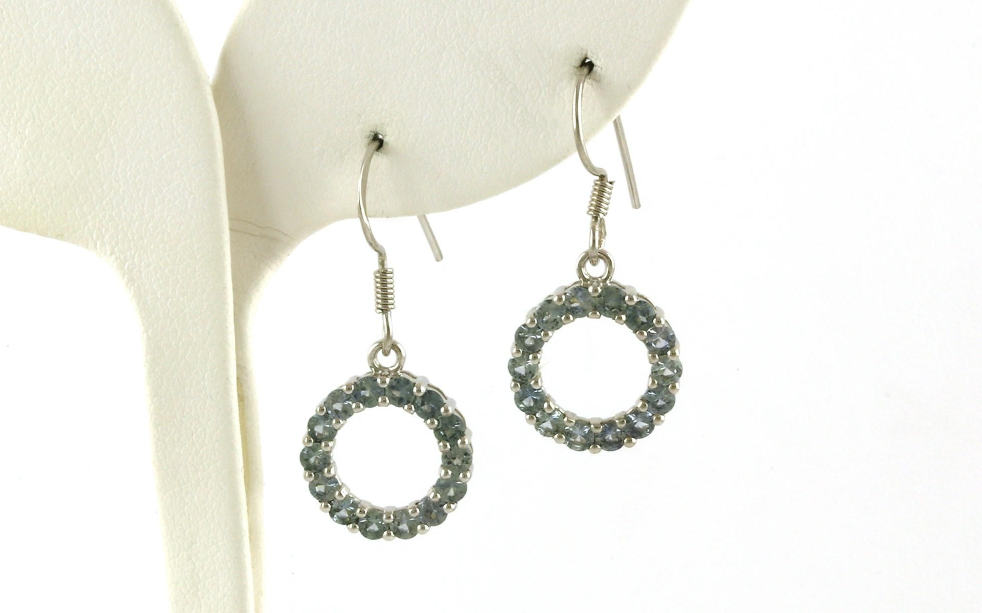 14-Stone Circle Light Blue Montana Sapphire Dangle Earrings in Sterling Silver (2.13cts TWT)
