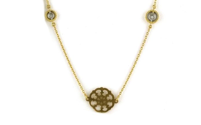 content/products/Estate Piece: Flower and Bezel-set Diamond Station Necklace in Yellow Gold (0.60cts TWT)