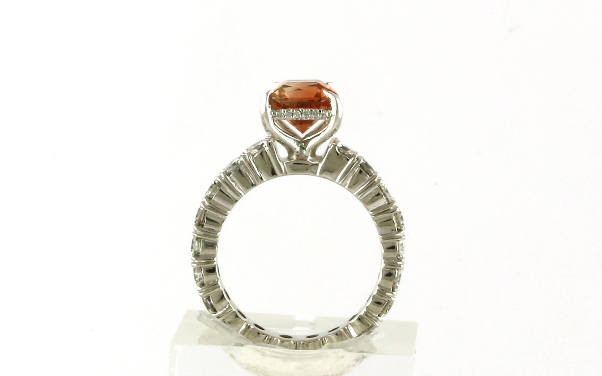 Estate Piece: Hidden Halo Sunstone and Diamond Eternity Ring in White Gold (3.86cts TWT) side