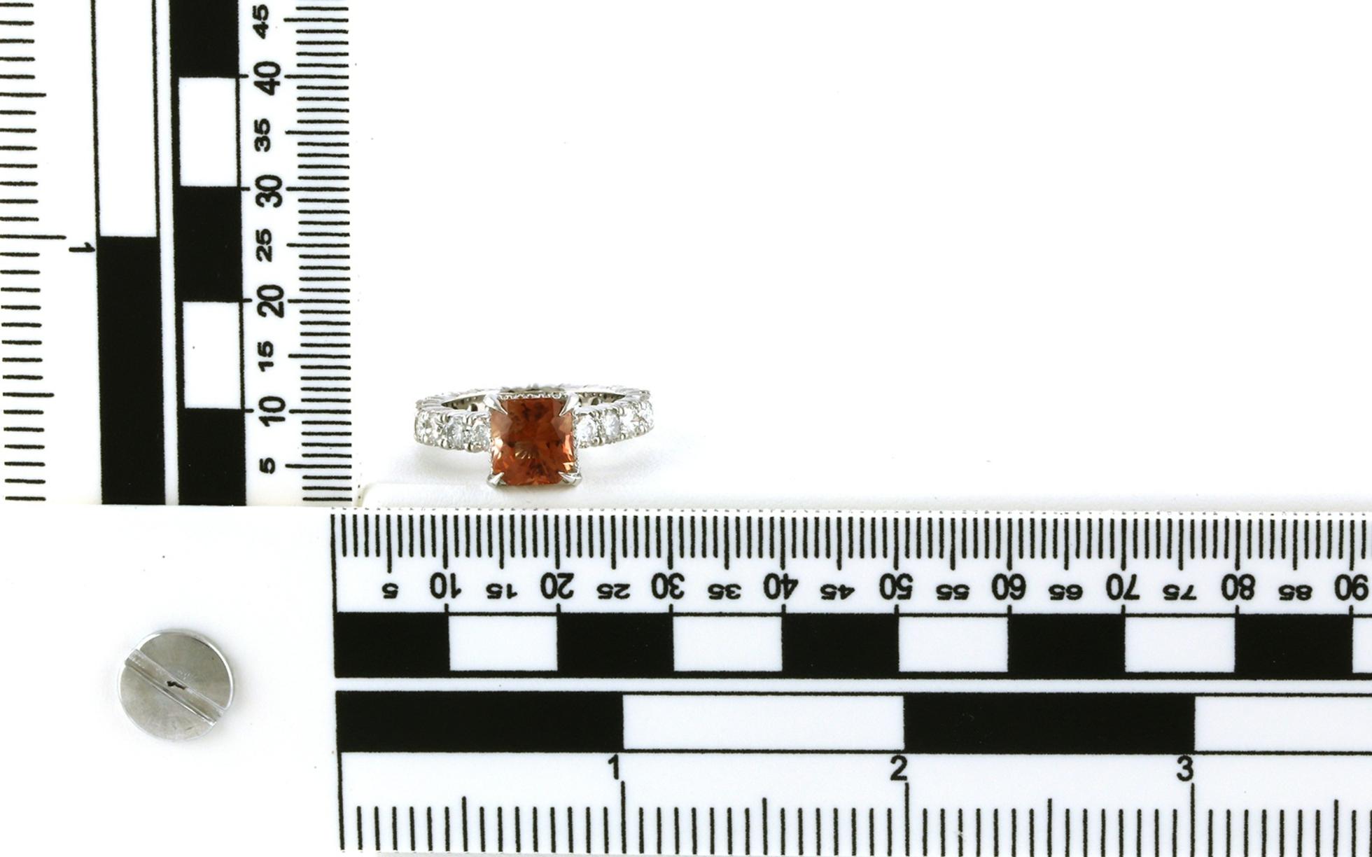 Estate Piece: Hidden Halo Sunstone and Diamond Eternity Ring in White Gold (3.86cts TWT) scale