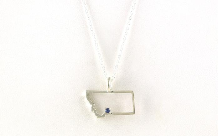 content/products/State of Montana Outline Necklace with Montana Yogo Sapphire in Sterling Silver (0.05cts TWT)