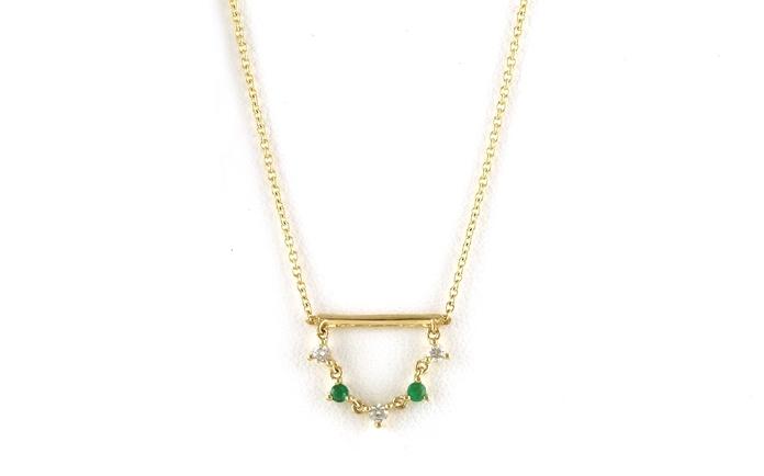 content/products/5-Stone Emerald and Diamond Dangle Bar Necklace in Yellow Gold (0.18cts TWT)