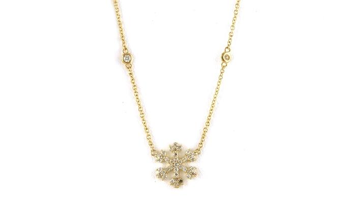 content/products/Pave Diamond Snowflake Necklace with Bezel-set Diamonds on Chain in Yellow Gold (0.22cts TWT)