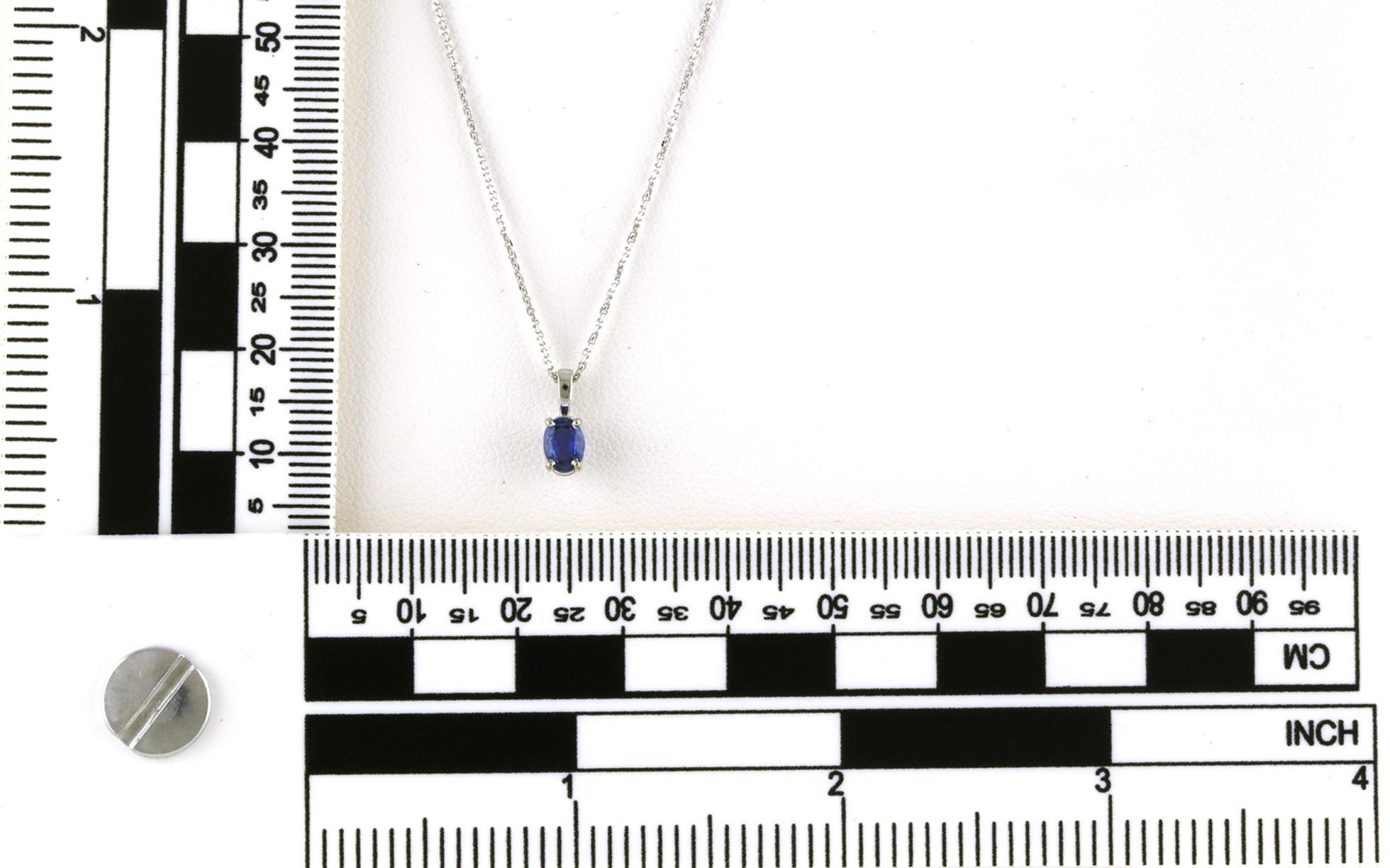 Solitaire-style Oval-cut Montana Yogo Sapphire Necklace in White Gold (0.45cts) scale