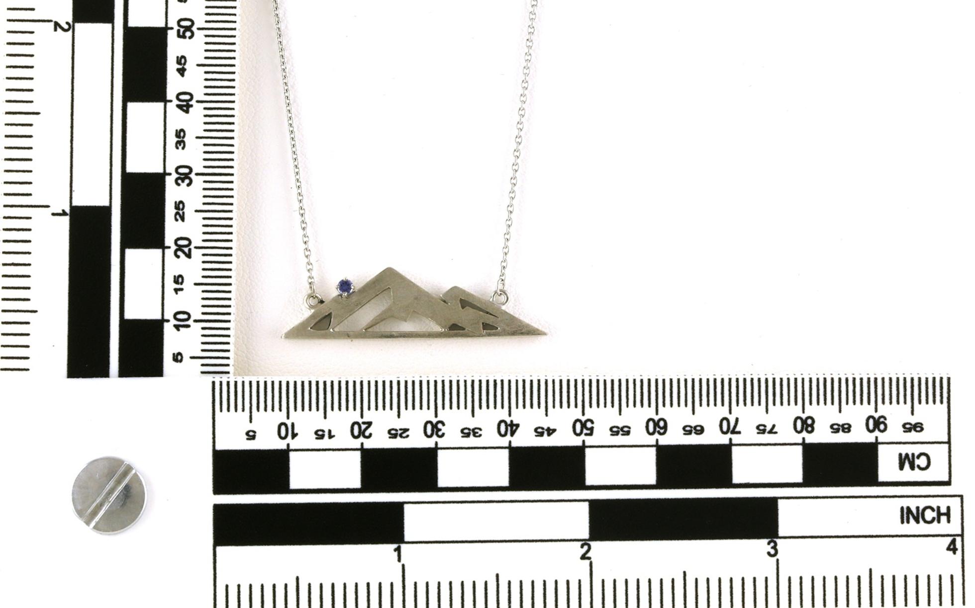 Mountain Silhouette Montana Yogo Sapphire Bar Necklace with Sandblasted Finish in Sterling Silver (0.05cts TWT) scale
