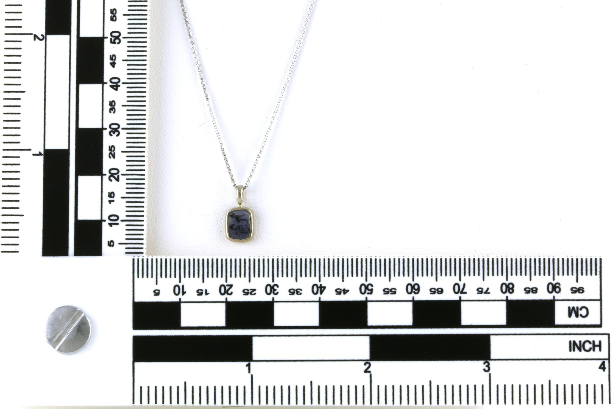 Bezel-set Raw Montana Yogo Sapphire Necklace in White Gold (0.49ct) Scale