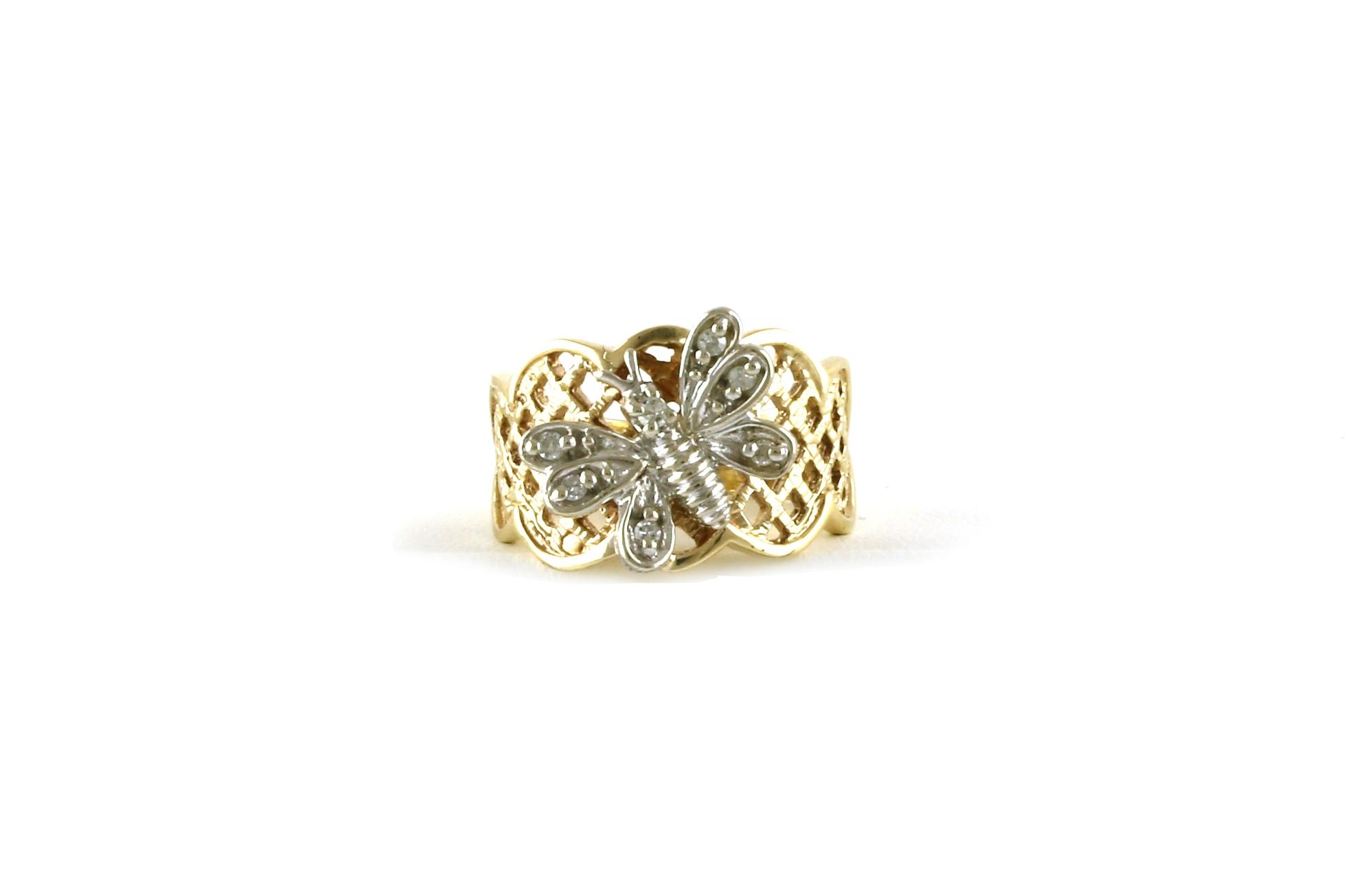 Estate Piece: Wide Lattice Butterfly Ring in Two-tone Gold