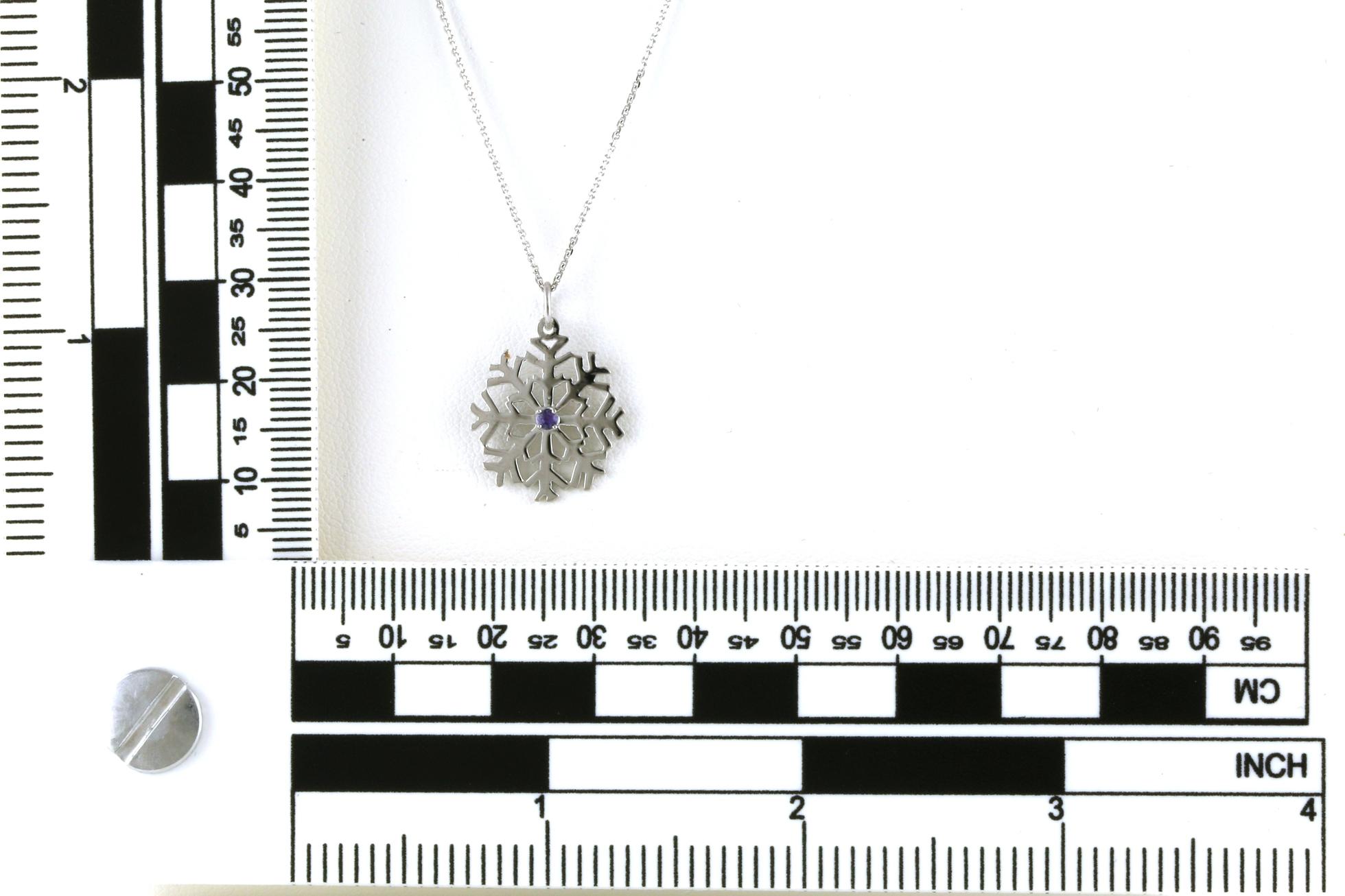 Snowflake Huckleberry Montana Yogo Sapphire Necklace in Sterling Silver (0.05cts TWT) Scale
