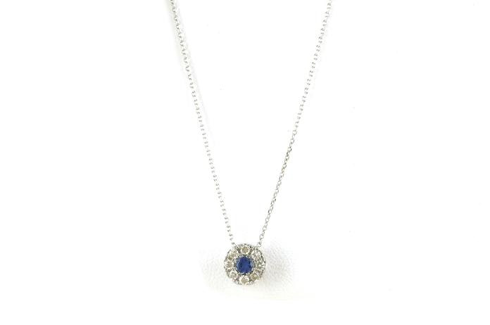 content/products/Round Halo Cluster Montana Yogo Sapphire and Diamond Necklace in White Gold (0.37cts TWT)