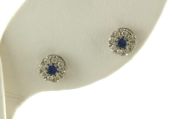 content/products/Round Halo Cluster Montana Yogo Sapphire and Diamond Earrings in White Gold (0.30cts TWT)