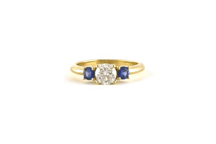 content/products/3-Stone Prong-set Diamond and Montana Yogo Sapphire Ring in Yellow Gold (1.17cts TWT)