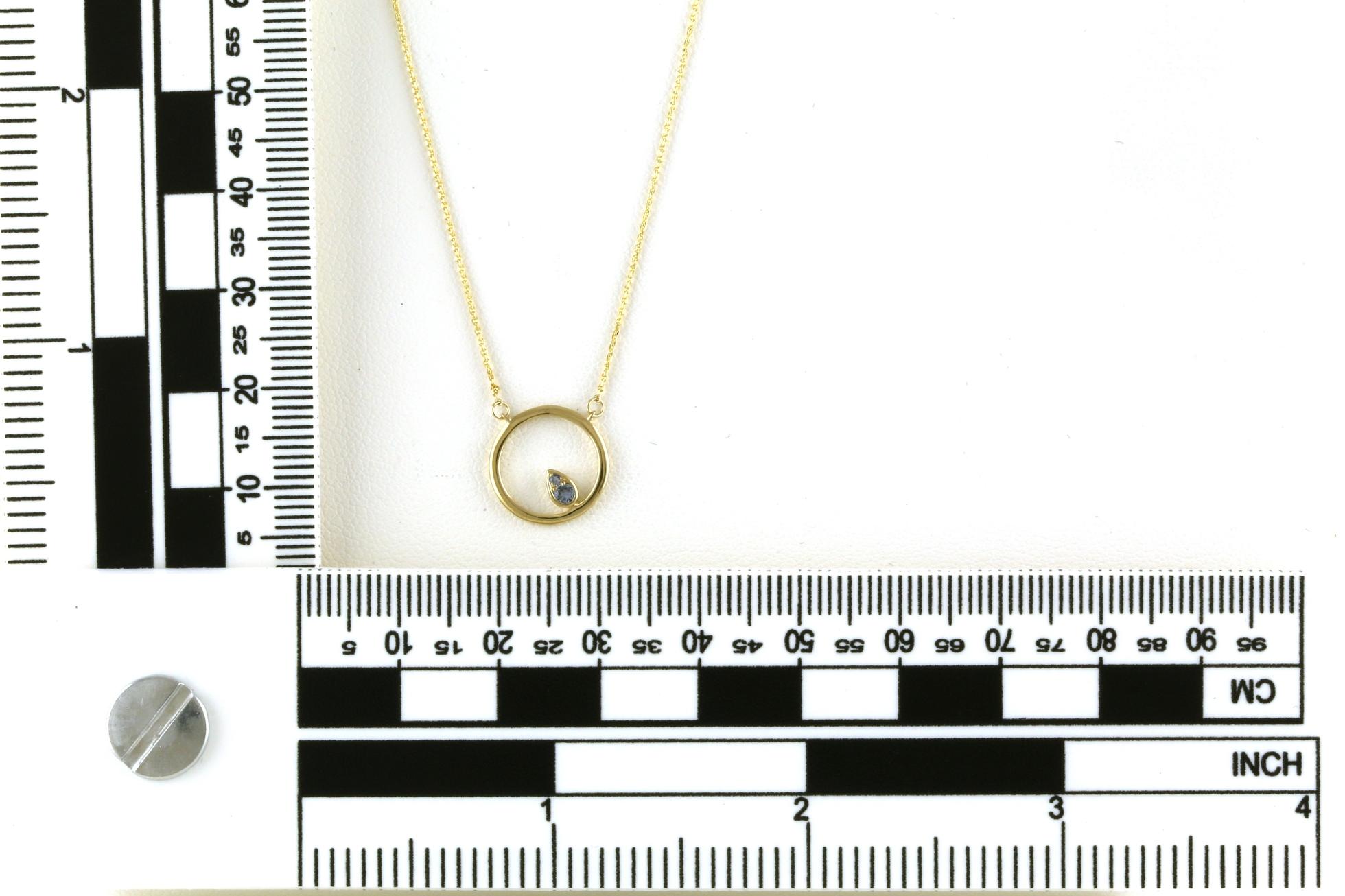 Split Chain Circle with Teardrop Montana Yogo Sapphire in Yellow Gold (0.06cts TWT) Scale