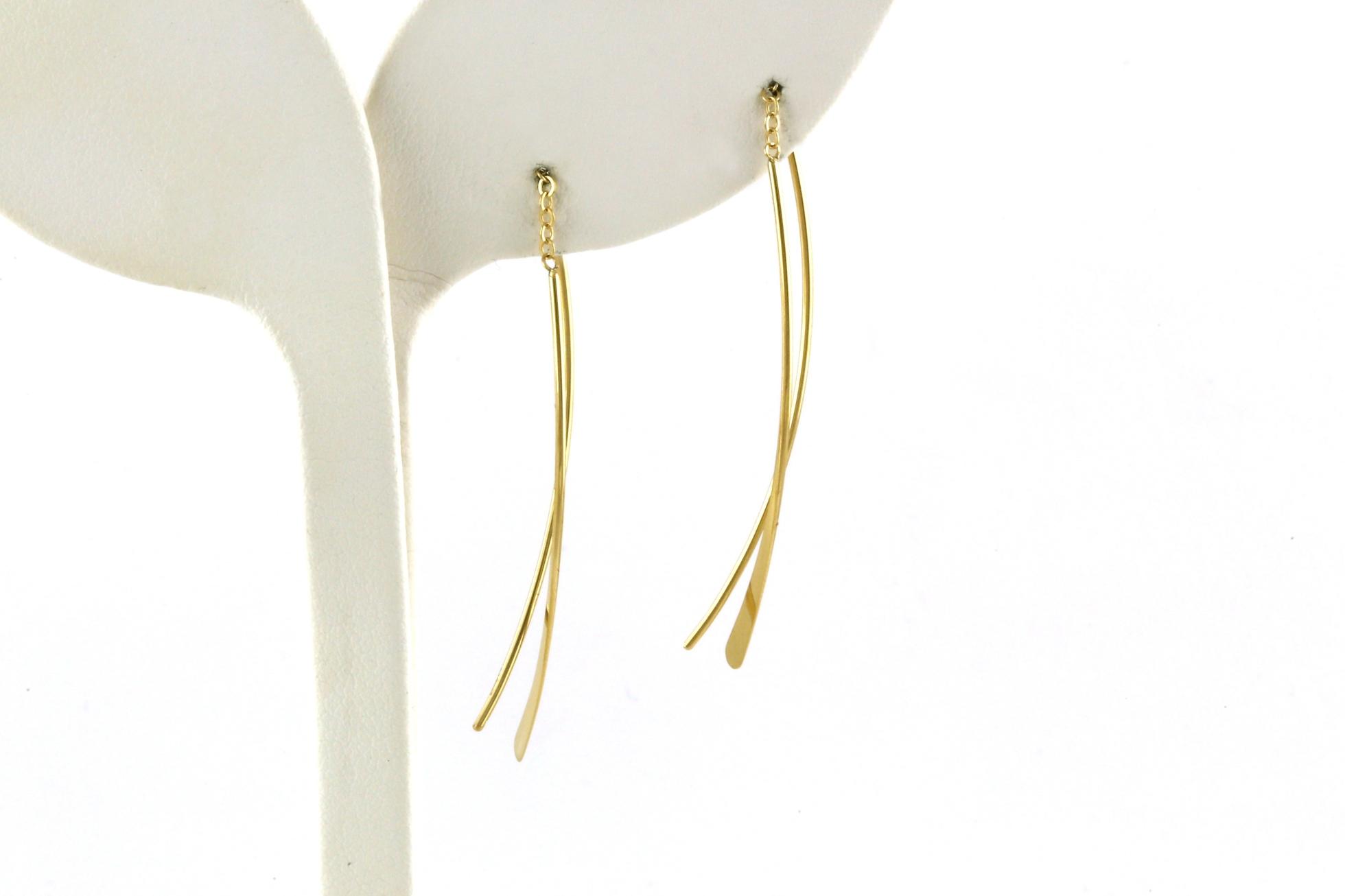 Small Double Wire Threader Earrings in Yellow Gold