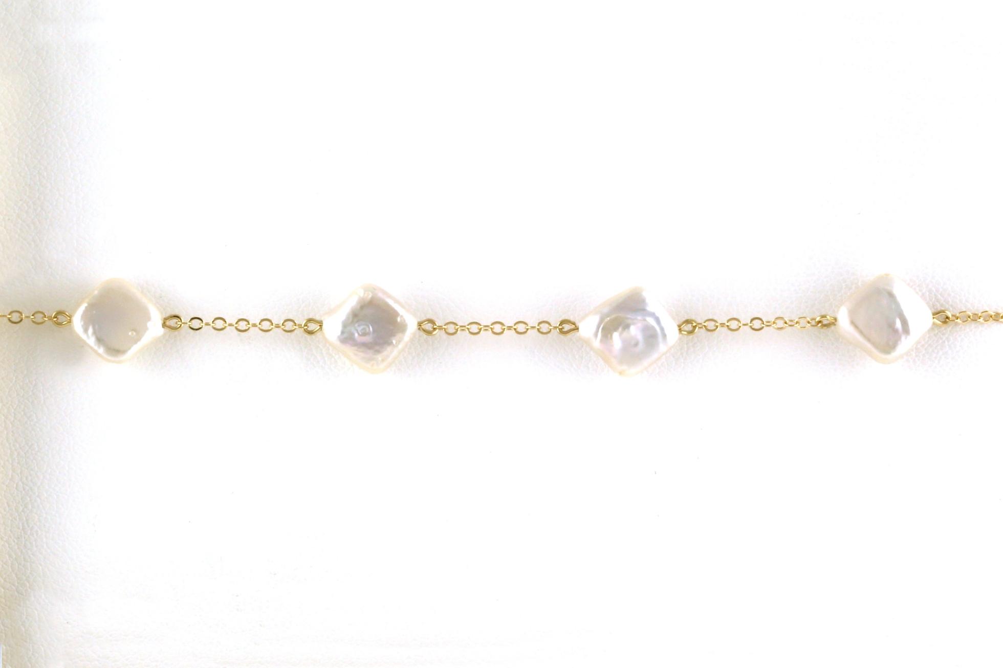 5-Stone Pearl Station Bracelet in Yellow Gold