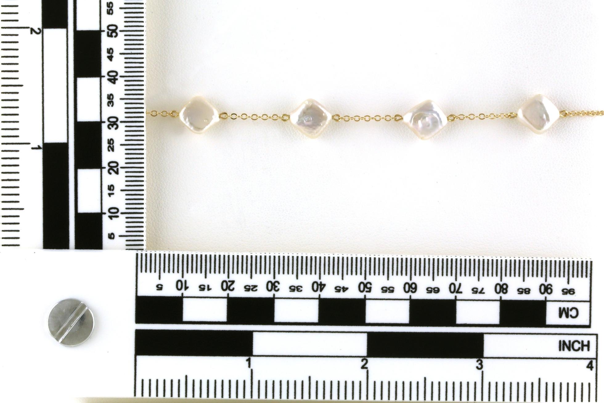 5-Stone Pearl Station Bracelet in Yellow Gold Scale
