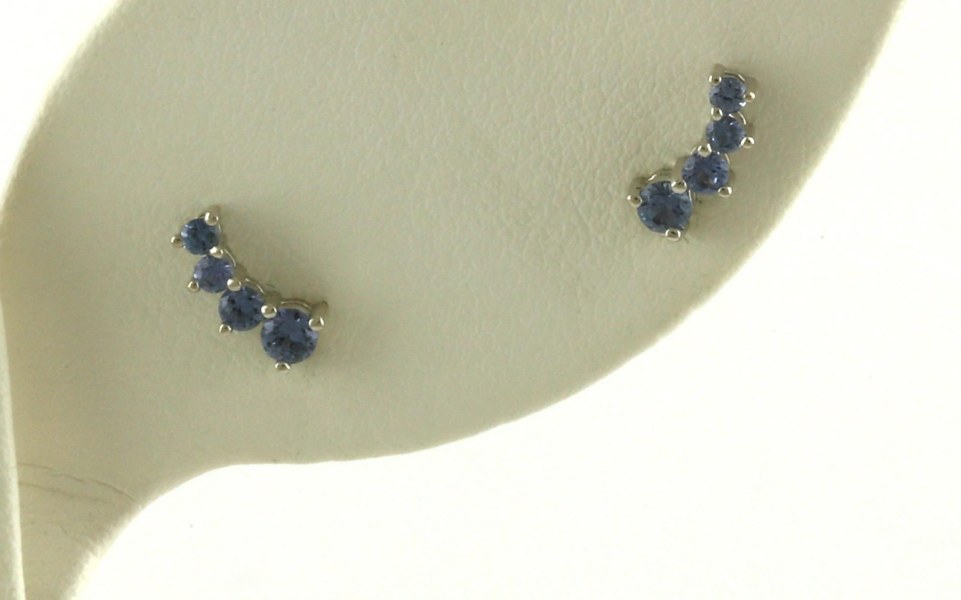 4-Stone Graduated Montana Yogo Sapphire Climber Stud Earrings in White Gold (0.33cts TWT)