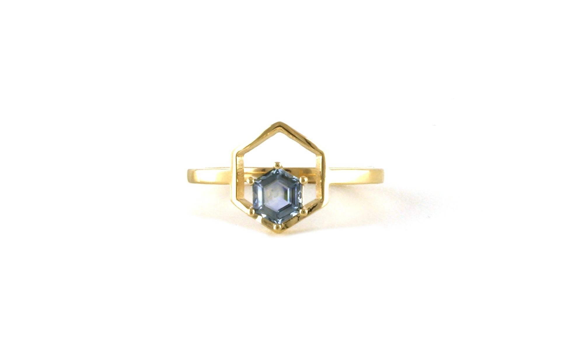 Hexagon Fancy-cut Montana Sapphire Ring in Yellow Gold (0.53cts)