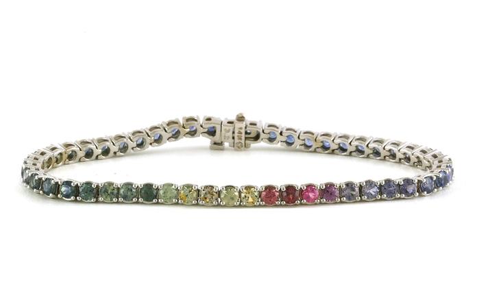 content/products/Rainbow Montana Sapphire Tennis Bracelet in White Gold (6.12cts TWT)