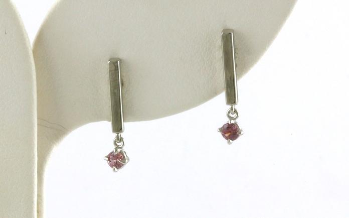 content/products/Pink Montana Sapphire Vertical Bar Dangle Earrings White Gold (0.24cts TWT)